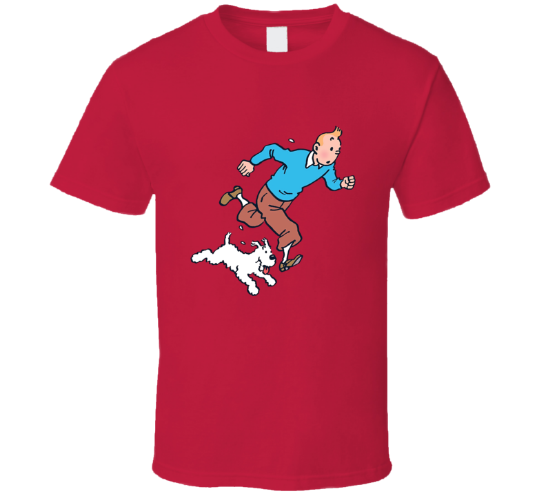 Tintin And Snowy Running Vintage Retro Style T-shirt And Apparel 1
