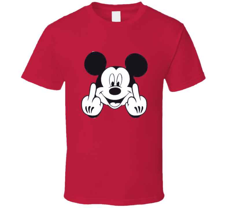 Mickey Mouse Double Fu.. You Middle Finger Funny Joke Vintage Retro Style T-shirt And Apparel 1