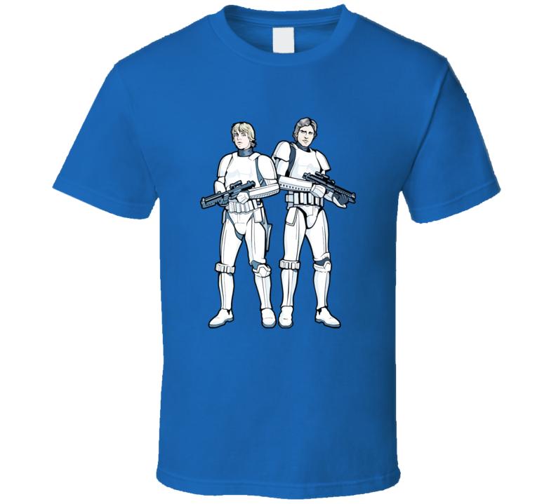 T-shirt et Vêtements Star Wars Luke Skywalker Et Han Solo Déguisés en Stormtrooper Style Rétro Vintage 1